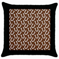 Horse Shoes Iron White Brown Throw Pillow Case (black) by Mariart