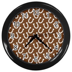 Horse Shoes Iron White Brown Wall Clocks (black) by Mariart