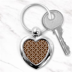 Horse Shoes Iron White Brown Key Chains (heart)  by Mariart