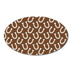 Horse Shoes Iron White Brown Oval Magnet by Mariart