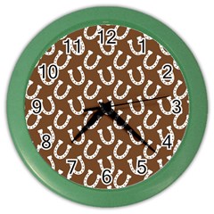 Horse Shoes Iron White Brown Color Wall Clocks by Mariart