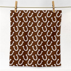 Horse Shoes Iron White Brown Face Towel by Mariart