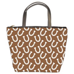 Horse Shoes Iron White Brown Bucket Bags by Mariart