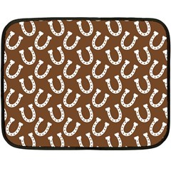 Horse Shoes Iron White Brown Double Sided Fleece Blanket (mini)  by Mariart