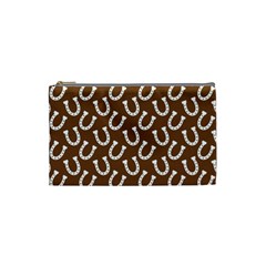 Horse Shoes Iron White Brown Cosmetic Bag (small)  by Mariart