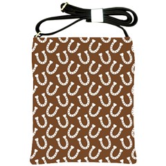 Horse Shoes Iron White Brown Shoulder Sling Bags by Mariart