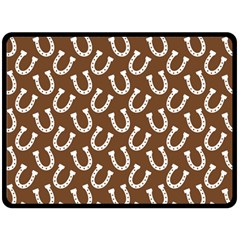 Horse Shoes Iron White Brown Fleece Blanket (large)  by Mariart