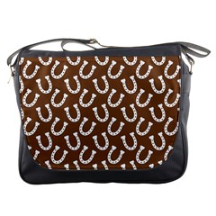 Horse Shoes Iron White Brown Messenger Bags by Mariart