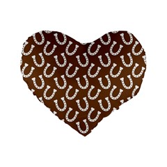 Horse Shoes Iron White Brown Standard 16  Premium Heart Shape Cushions by Mariart