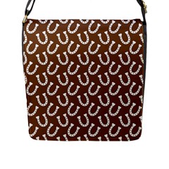 Horse Shoes Iron White Brown Flap Messenger Bag (l)  by Mariart