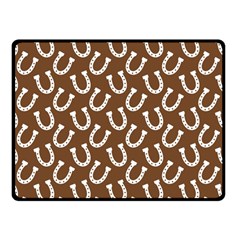 Horse Shoes Iron White Brown Double Sided Fleece Blanket (small)  by Mariart