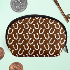 Horse Shoes Iron White Brown Accessory Pouches (large)  by Mariart