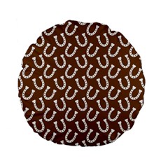 Horse Shoes Iron White Brown Standard 15  Premium Flano Round Cushions by Mariart