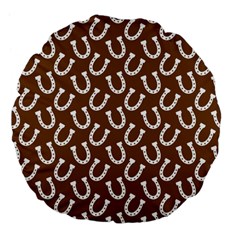 Horse Shoes Iron White Brown Large 18  Premium Flano Round Cushions by Mariart