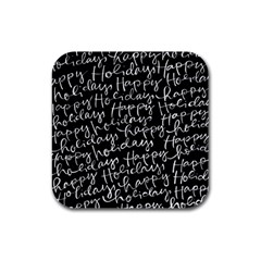 Happy Holidays Rubber Square Coaster (4 Pack)  by Mariart