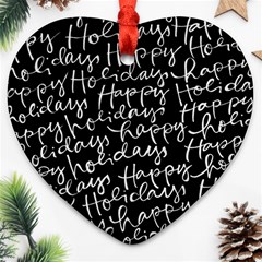 Happy Holidays Heart Ornament (two Sides) by Mariart