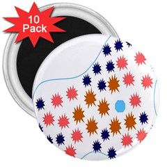 Island Top View Good Plaid Spot Star 3  Magnets (10 Pack)  by Mariart