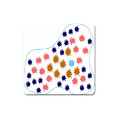 Island Top View Good Plaid Spot Star Square Magnet by Mariart