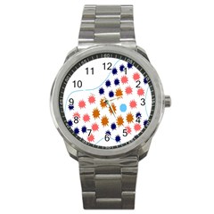 Island Top View Good Plaid Spot Star Sport Metal Watch by Mariart