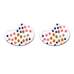 Island Top View Good Plaid Spot Star Cufflinks (oval) by Mariart