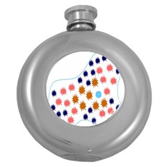 Island Top View Good Plaid Spot Star Round Hip Flask (5 Oz) by Mariart