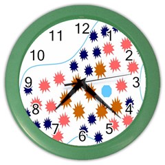 Island Top View Good Plaid Spot Star Color Wall Clocks by Mariart