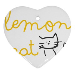 Lemon Animals Cat Orange Ornament (heart) by Mariart