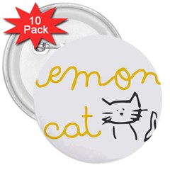 Lemon Animals Cat Orange 3  Buttons (10 Pack)  by Mariart