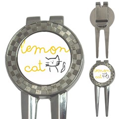 Lemon Animals Cat Orange 3-in-1 Golf Divots by Mariart