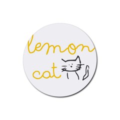 Lemon Animals Cat Orange Rubber Coaster (round)  by Mariart