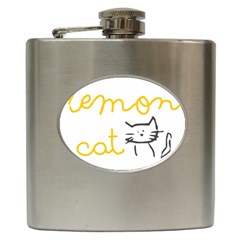 Lemon Animals Cat Orange Hip Flask (6 Oz) by Mariart