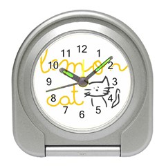 Lemon Animals Cat Orange Travel Alarm Clocks by Mariart