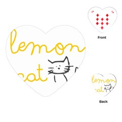 Lemon Animals Cat Orange Playing Cards (heart)  by Mariart