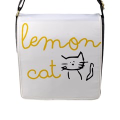 Lemon Animals Cat Orange Flap Messenger Bag (l)  by Mariart