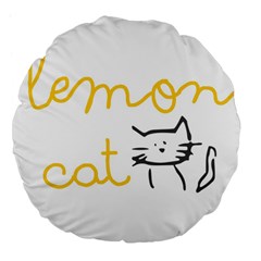 Lemon Animals Cat Orange Large 18  Premium Flano Round Cushions by Mariart