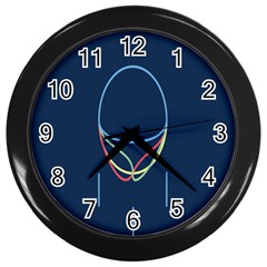 Line Light Blue Green Red Yellow Wall Clocks (black) by Mariart