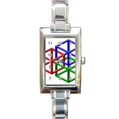 Impossible Cubes Red Green Blue Rectangle Italian Charm Watch