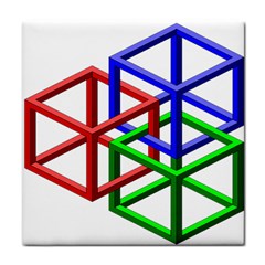 Impossible Cubes Red Green Blue Tile Coasters by Mariart