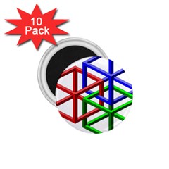 Impossible Cubes Red Green Blue 1 75  Magnets (10 Pack)  by Mariart