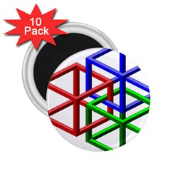 Impossible Cubes Red Green Blue 2 25  Magnets (10 Pack)  by Mariart