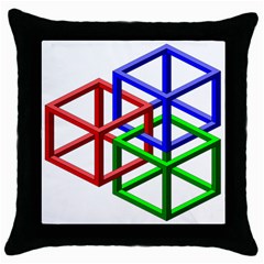 Impossible Cubes Red Green Blue Throw Pillow Case (black) by Mariart