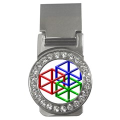 Impossible Cubes Red Green Blue Money Clips (cz)  by Mariart