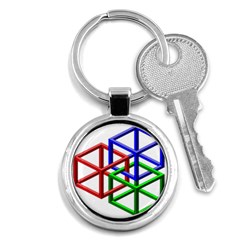 Impossible Cubes Red Green Blue Key Chains (round) 