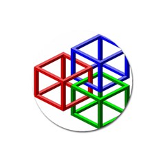 Impossible Cubes Red Green Blue Magnet 3  (round)