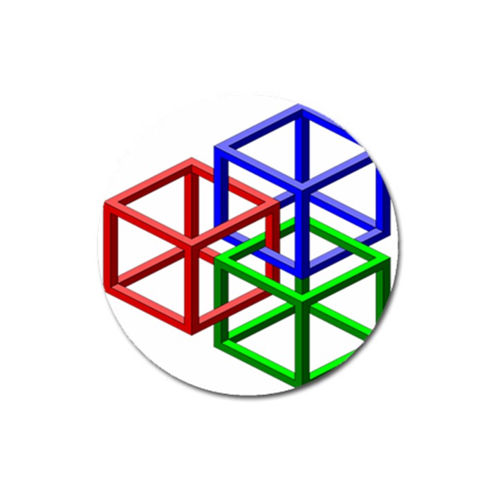 Impossible Cubes Red Green Blue Magnet 3  (Round)