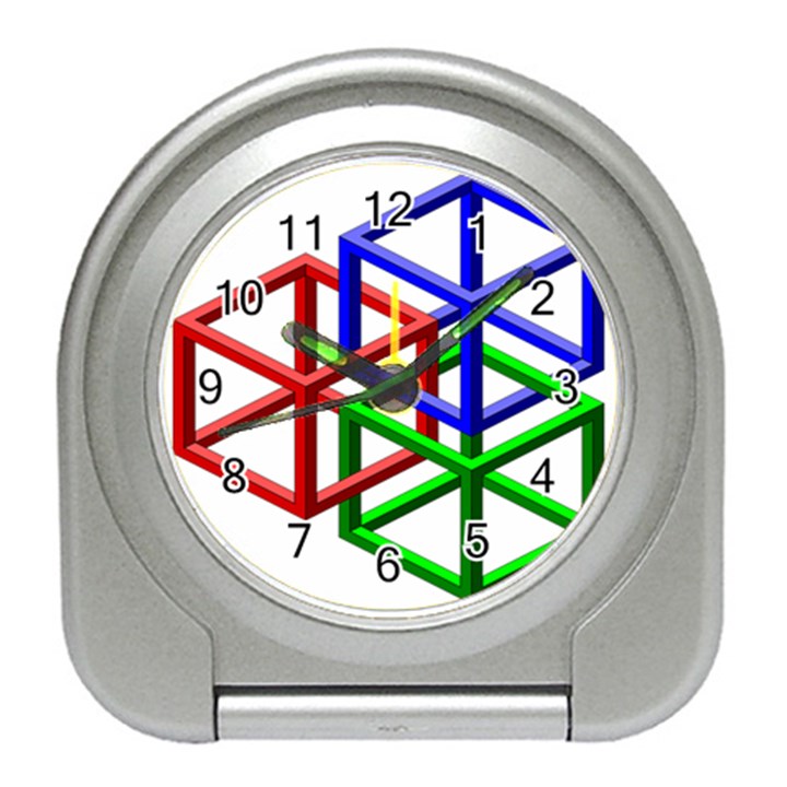 Impossible Cubes Red Green Blue Travel Alarm Clocks