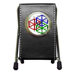 Impossible Cubes Red Green Blue Pen Holder Desk Clocks by Mariart