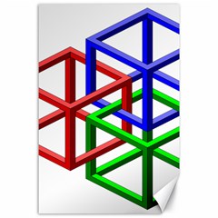 Impossible Cubes Red Green Blue Canvas 24  X 36  by Mariart