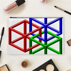 Impossible Cubes Red Green Blue Cosmetic Bag (large)  by Mariart