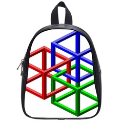 Impossible Cubes Red Green Blue School Bags (small)  by Mariart